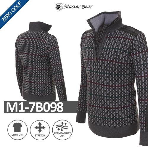 [MASTER BEAR] 마스터베어 체크 패턴 투톤 배색 하프집업 셔츠 Model No_M1-7B098
