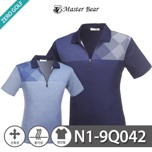 [MASTER BEAR] 마스터베어 다이아 패턴 스판 하프집업 반팔티셔츠 Model No_N1-9Q042