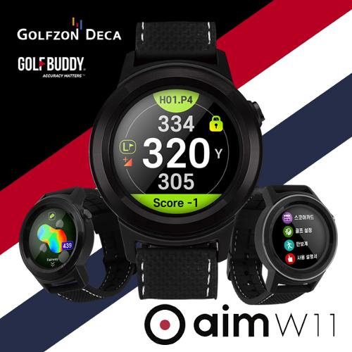 골프버디 aim W11 시계형 골프거리측정기 GPS 골프워치[45홀연속/전세계골프코스장착]
