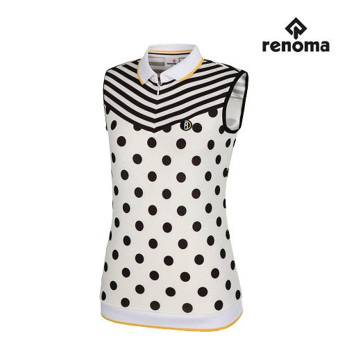 [레노마골프]여성 도트 무늬 카라 반집업 민소매 티셔츠 RWTSH6110-100_G