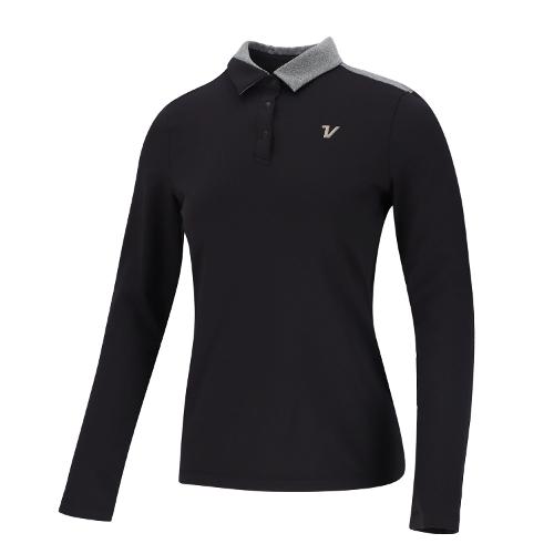 [볼빅골프웨어] 여성 골프 카라 배색 포인트 티셔츠 VLTSL992_BK