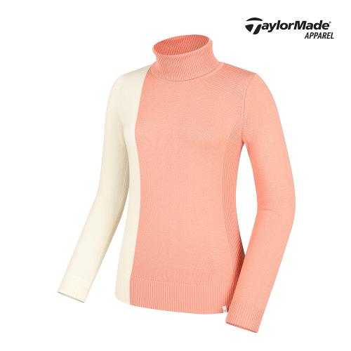 [테일러메이드] 여성 세로 컬러 블록 배색 터틀넥 울 니트 TWSHJ8927-403