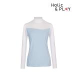 홀릭앤플레이 여성 쿨매쉬 배색 긴팔티셔츠 HB2WTS002MT