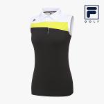 [FILA GOLF] 여성 컬러블럭배색 카라넥 민소매 티셔츠 FG2TSA2209F-BLK_GA