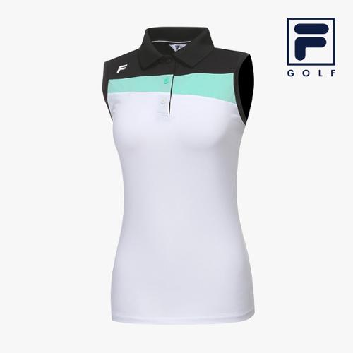 [FILA GOLF] 여성 컬러블럭배색 카라넥 민소매 티셔츠 FG2TSA2209F-WHI_GA