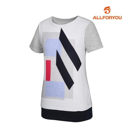 [올포유] 여성 기하학 프린팅 배색 반팔 티셔츠 AWTRH6157-190_G