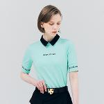 [헨리스튜어트] 골프 여성용 카라배색 5부 티셔츠 그린