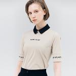 [헨리스튜어트] 골프 여성용 카라배색 5부 티셔츠 베이지