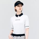 [헨리스튜어트] 골프 여성용 카라배색 5부 티셔츠 화이트