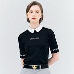 [헨리스튜어트] 골프 여성용 카라배색 5부 티셔츠 블랙