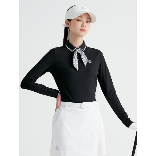 [빈폴골프] 여성 블랙 스카프 포인트 긴팔 티셔츠 (BJ2641A015)
