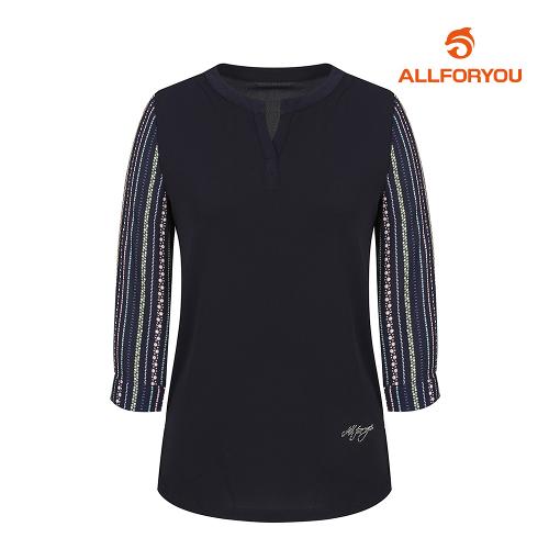 [올포유] 여성 패턴 넥변형 티셔츠 AWTRI7152-915_G