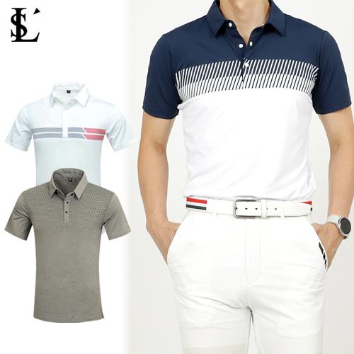 [루센] 남성 골프 배색 카라 반팔 티셔츠 3종 균일가