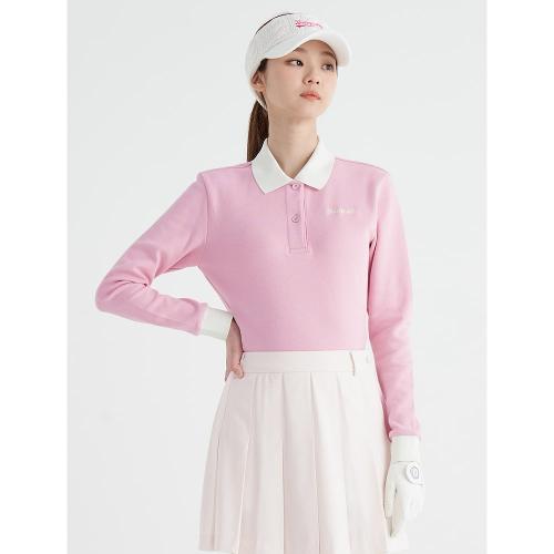 [온라인 Only] 여성 핑크 베이직 칼라 배색 티셔츠