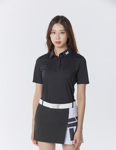 [PXG] 여성 골프웨어 RP 시그니처 폴로 카라 반팔 티셔츠 블랙