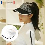 까스텔바작 여성 골프 리본 썬바이저 보석 레터킹 썬캡 모자