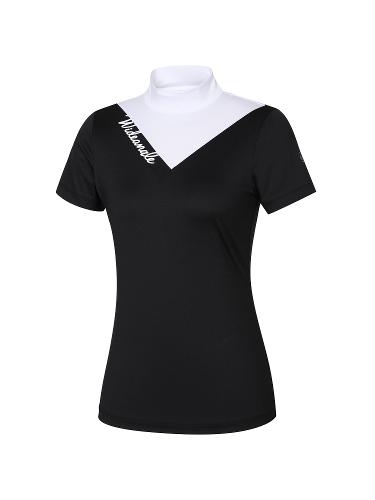 W.ANGLE 여성 VA 컬러 블록 반팔 반넥 티셔츠 L_WWM23293Z1