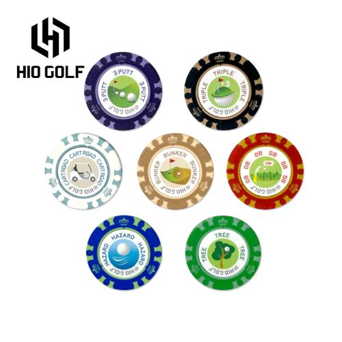 하이오 골프 게임칩(7종)-포커칩 볼마커 겸용 설명서 포함 골린이 라운딩 준비물(RID012)
