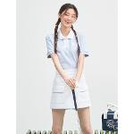 [빈폴골프] [CLUB.B] 여성 칼라 배색 블루종핏 반팔 티셔츠  스카이 블루 (BJ3442NA1Q)